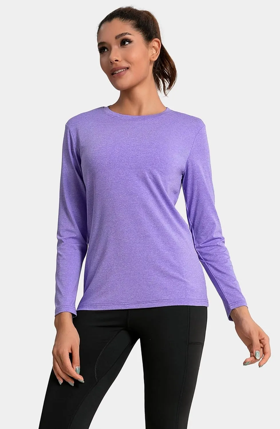 6 Pack Long Sleeve Workout Tops for Women Athletic Quick Dry Shirts Crewneck Gym Running Sport Performance T-Shirt