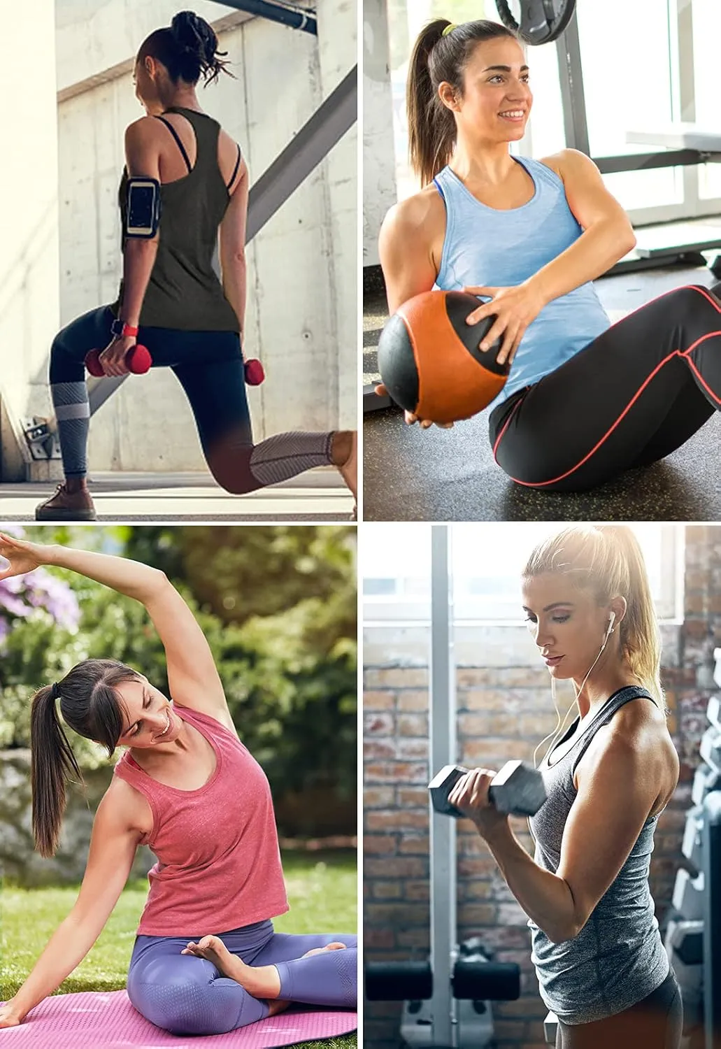 Air Curvey Workout Tank Tops for Women Yoga Racerback Tanks Athletic Quick Dry Activewear 4 Pack
