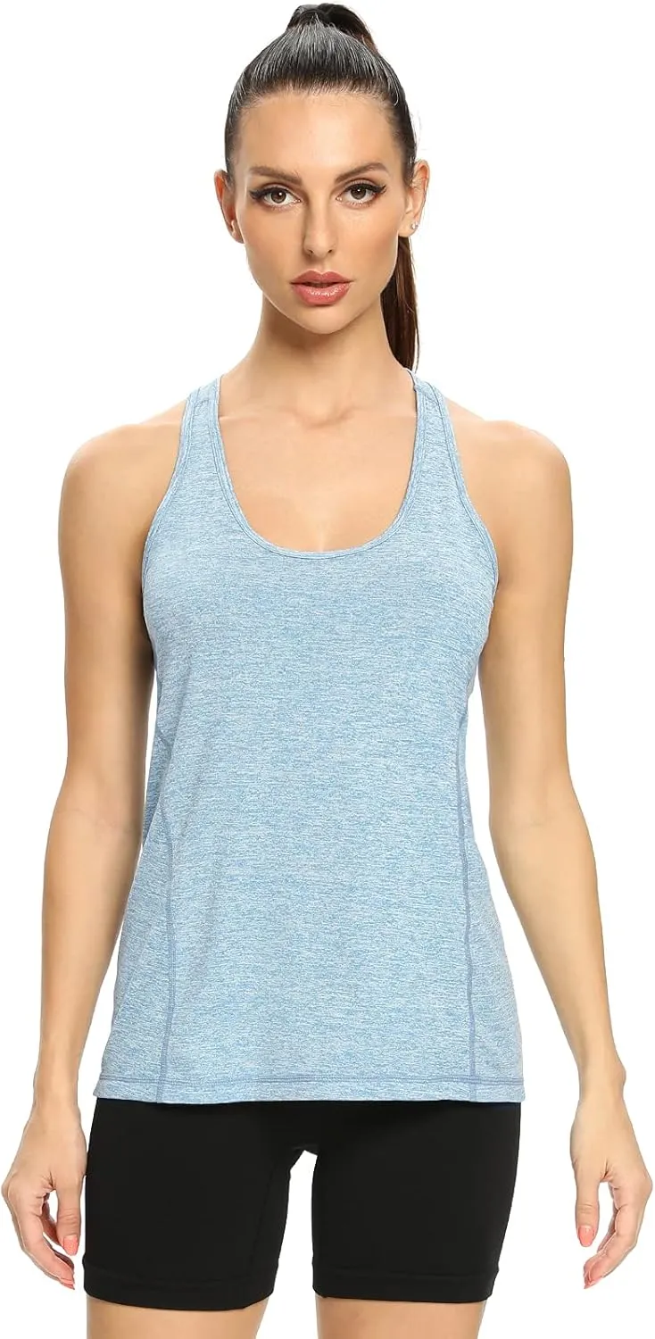 Air Curvey Workout Tank Tops for Women Yoga Racerback Tanks Athletic Quick Dry Activewear 4 Pack