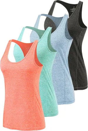Air Curvey Workout Tank Tops for Women Yoga Racerback Tanks Athletic Quick Dry Activewear 4 Pack