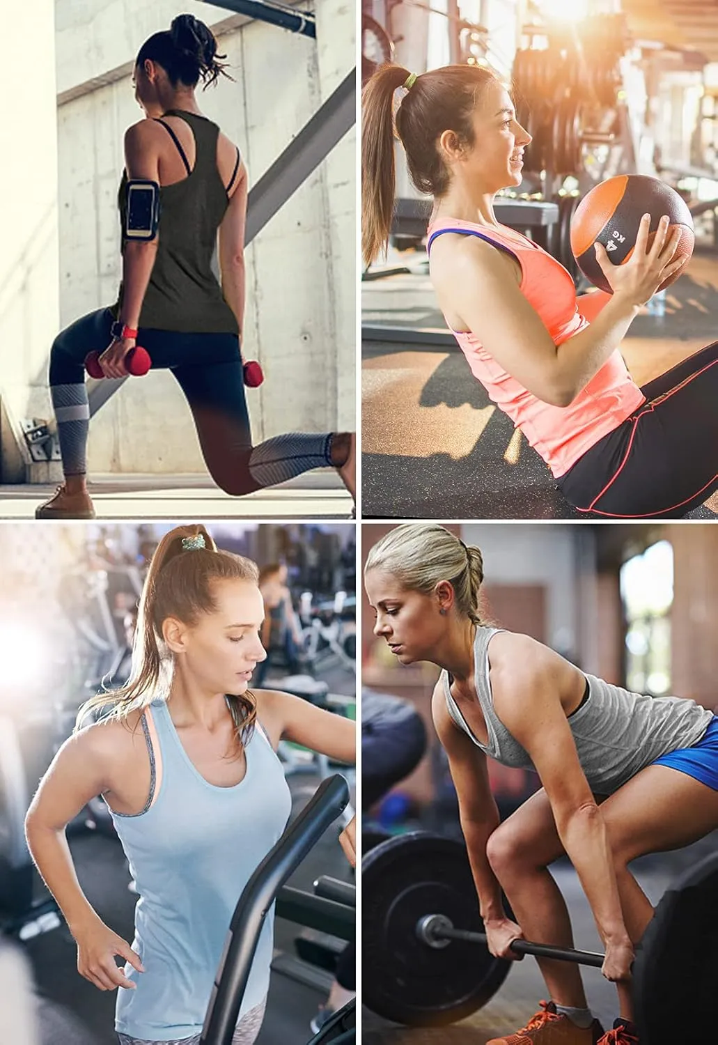 Air Curvey Workout Tank Tops for Women Yoga Racerback Tanks Athletic Quick Dry Activewear 4 Pack