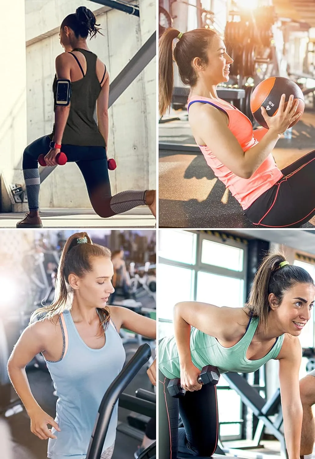 Air Curvey Workout Tank Tops for Women Yoga Racerback Tanks Athletic Quick Dry Activewear 4 Pack