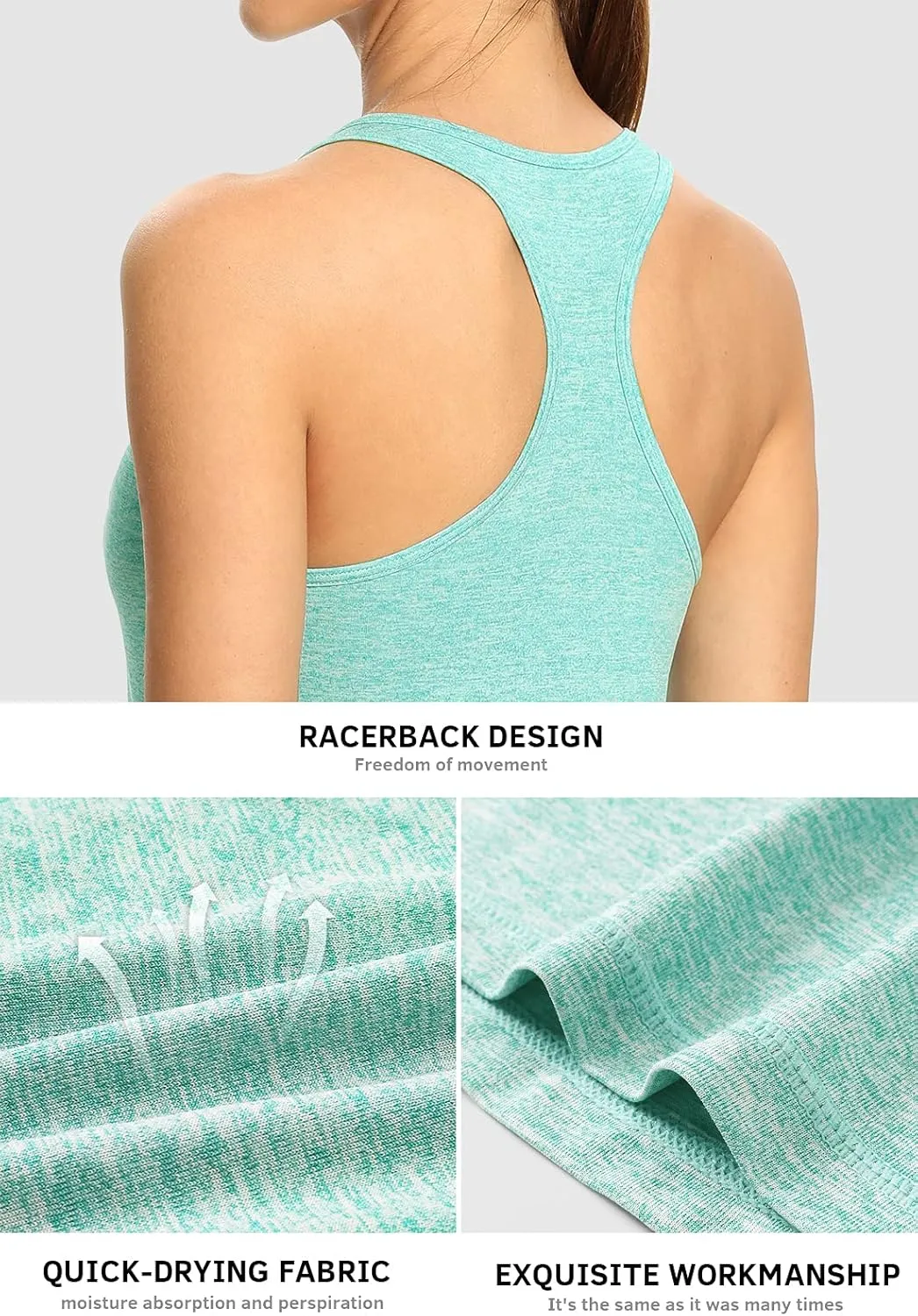 Air Curvey Workout Tank Tops for Women Yoga Racerback Tanks Athletic Quick Dry Activewear 4 Pack