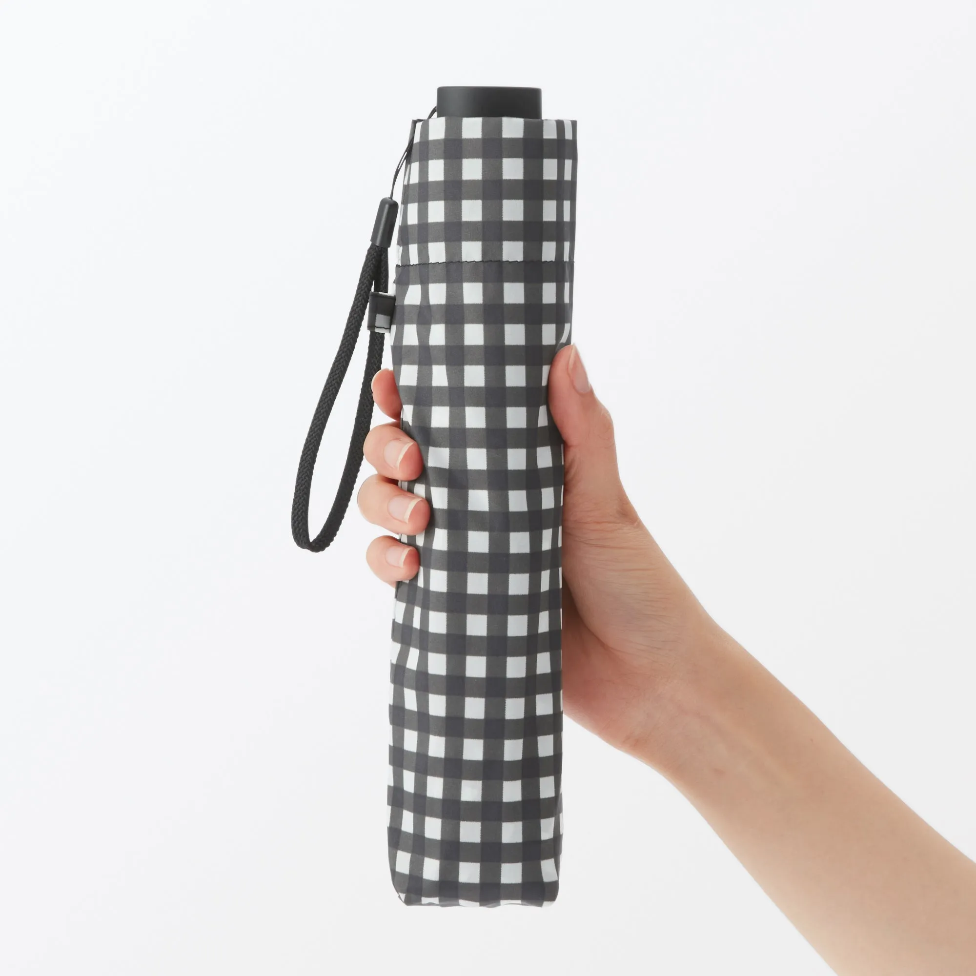 All-Weather Foldable Umbrella Black Check