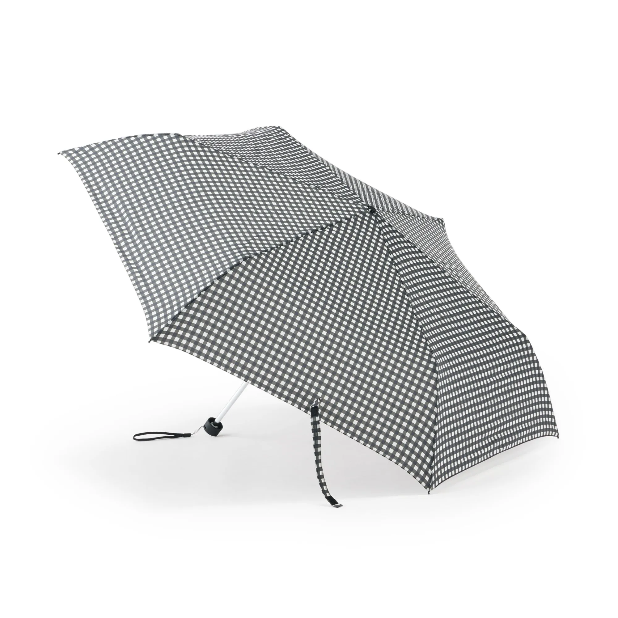 All-Weather Foldable Umbrella Black Check
