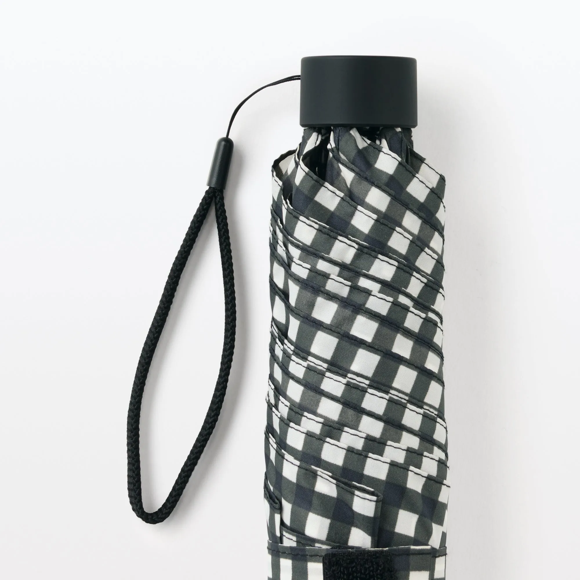 All-Weather Foldable Umbrella Black Check