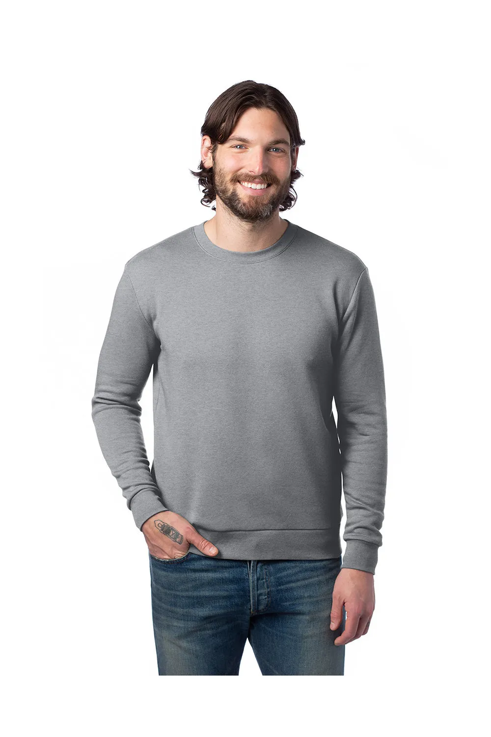 Alternative Mens Eco Cozy Fleece Crewneck Sweatshirt - Heather Grey