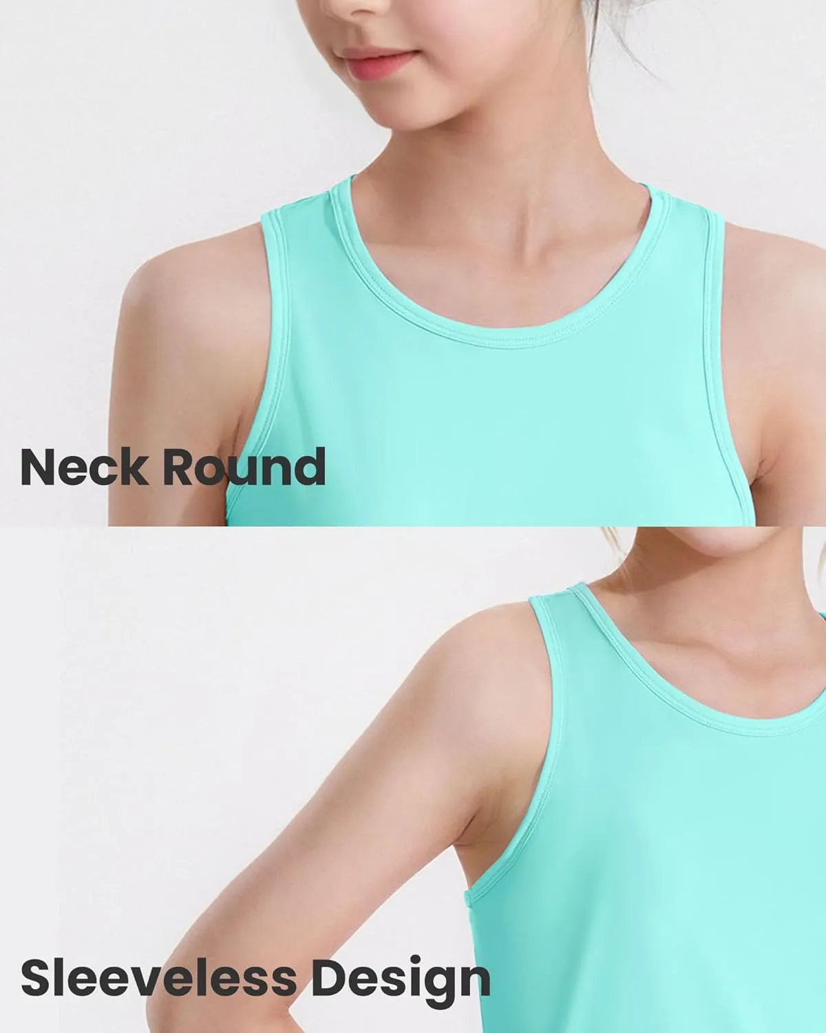 Auranso Girls Athletic Tank Tops 3 Pack UPF 50  Racerback Sleeveless Quick Dry Sports Dance Workout Tops