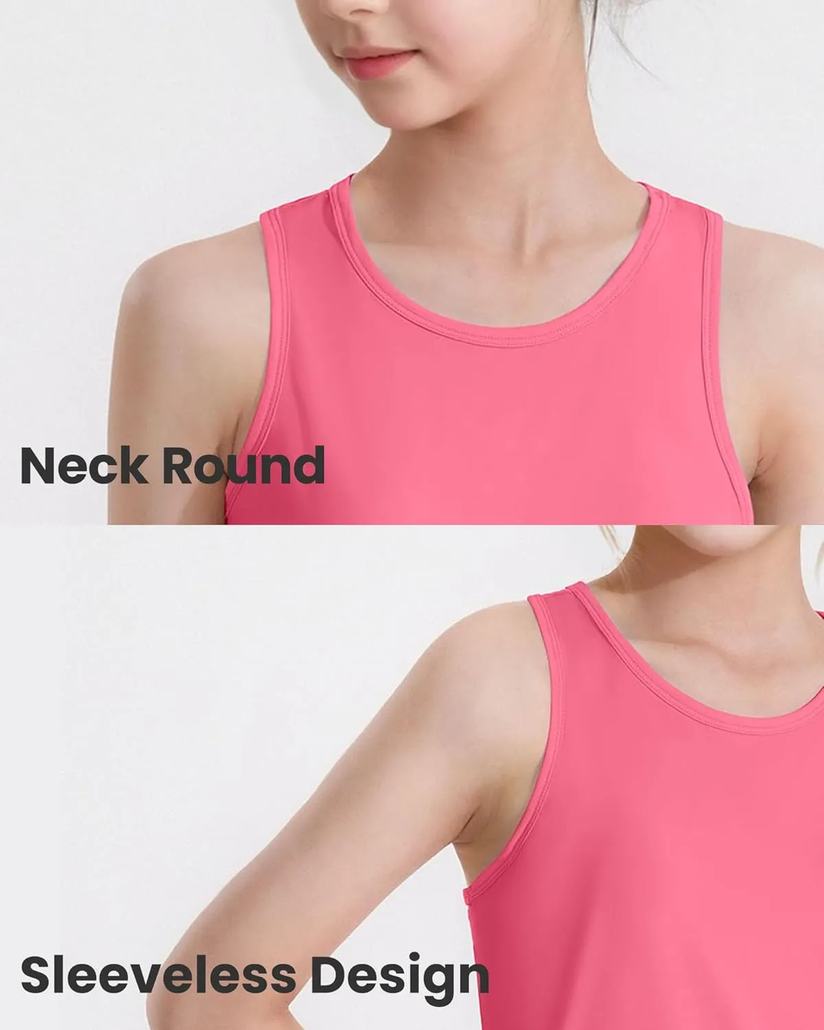 Auranso Girls Athletic Tank Tops 3 Pack UPF 50  Racerback Sleeveless Quick Dry Sports Dance Workout Tops