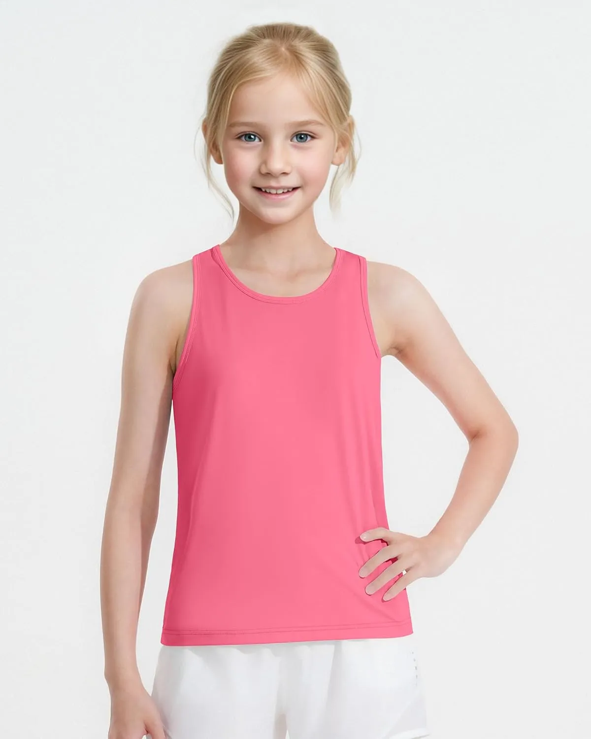 Auranso Girls Athletic Tank Tops 3 Pack UPF 50  Racerback Sleeveless Quick Dry Sports Dance Workout Tops