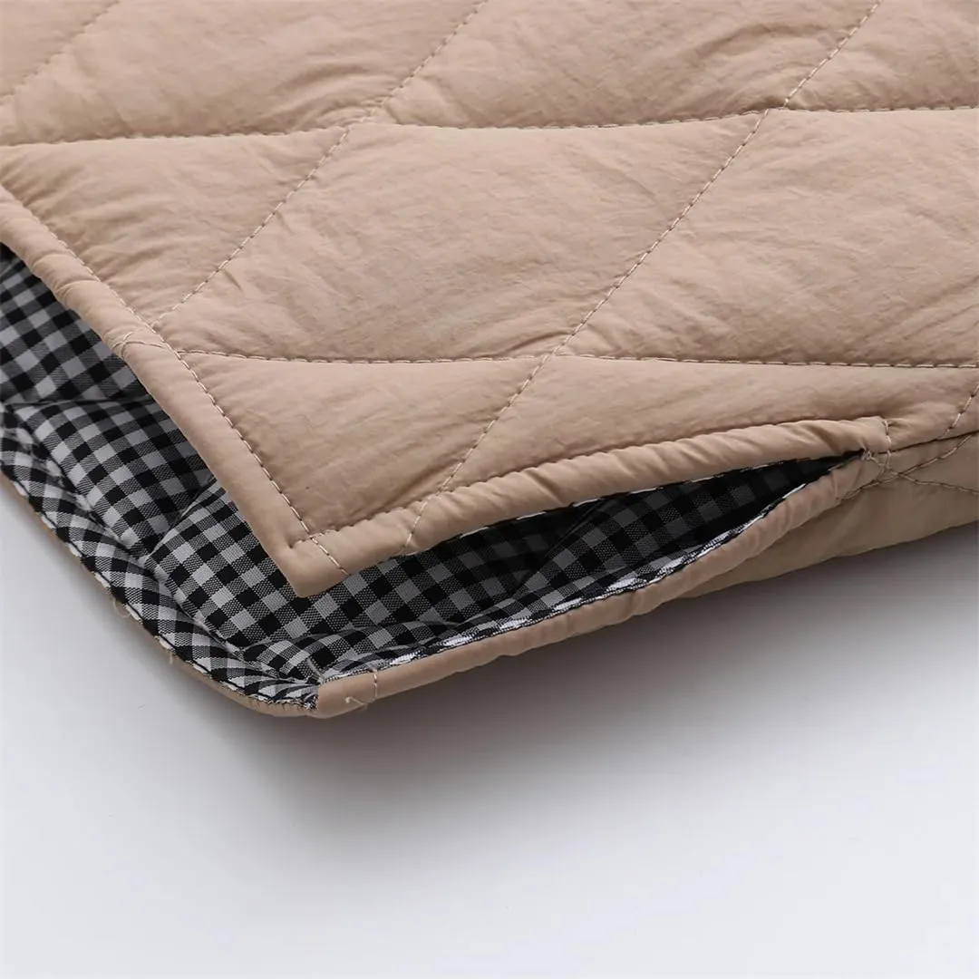 Autumn Winter Parkas Women Loose Fit Padded Jacket Hooded Argyle Thin Cotton Coat
