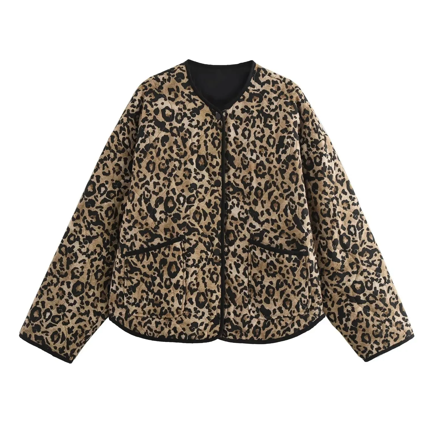 Back To School Joskaa 2024 Spring New Women's Fashion and Elegance Short and Versatile Printed Quilted Round Face Jacket Coat
