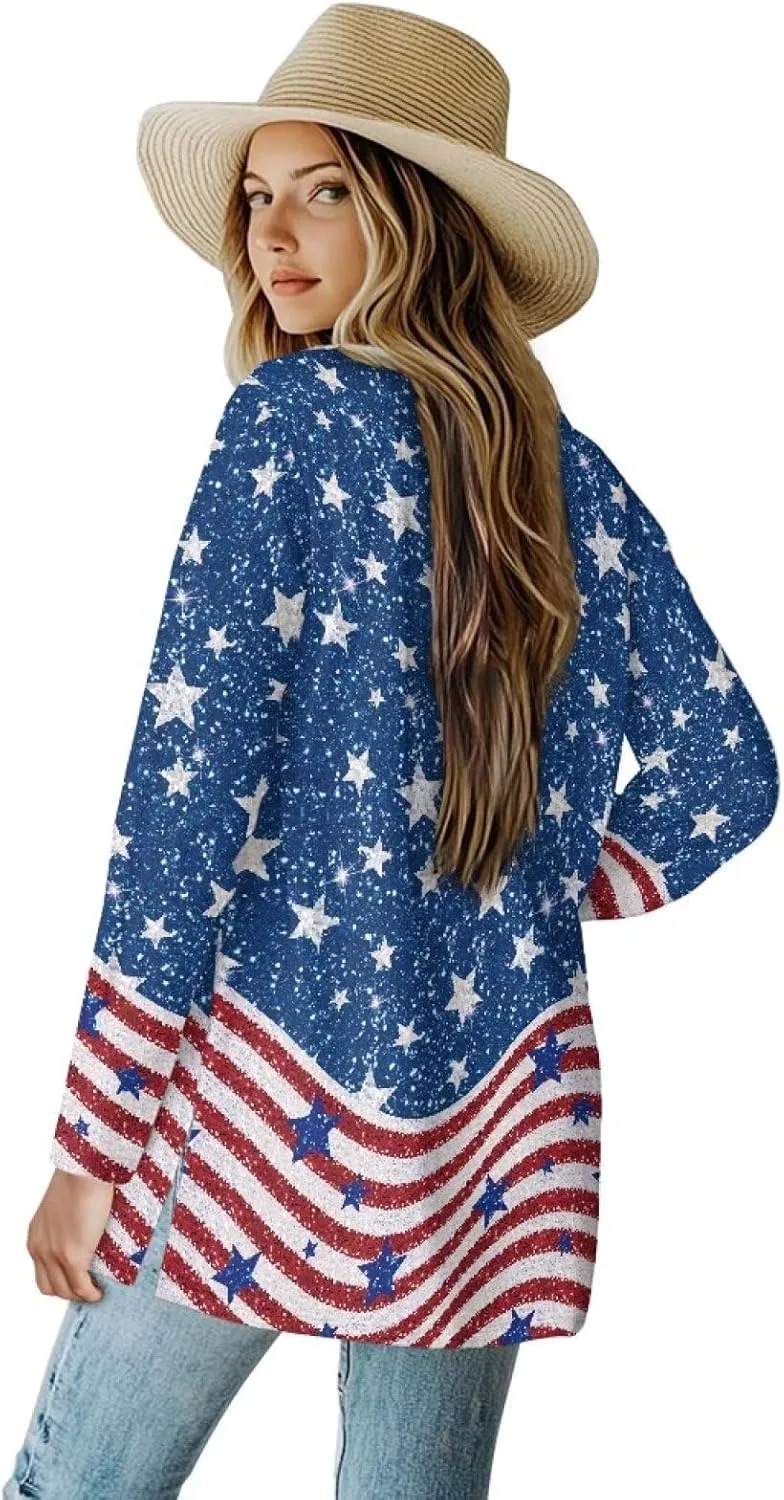 Biyejit Women's Long Sleeve Open Front Cardigan Casual Loose Lightweight Cardigans with Pockets Drape Cardigan