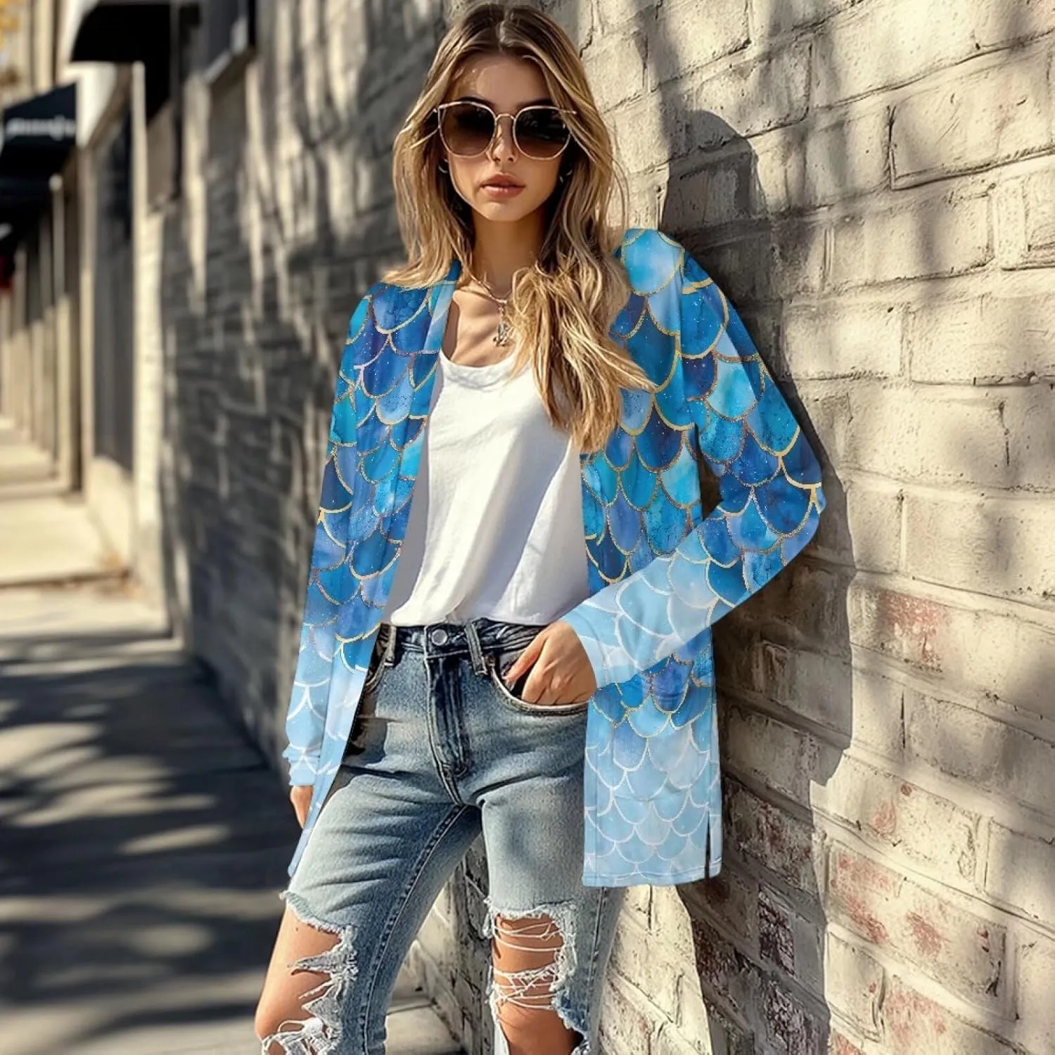 Biyejit Women's Long Sleeve Open Front Cardigan Casual Loose Lightweight Cardigans with Pockets Drape Cardigan