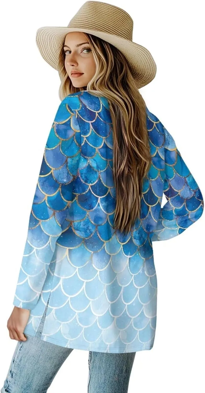 Biyejit Women's Long Sleeve Open Front Cardigan Casual Loose Lightweight Cardigans with Pockets Drape Cardigan