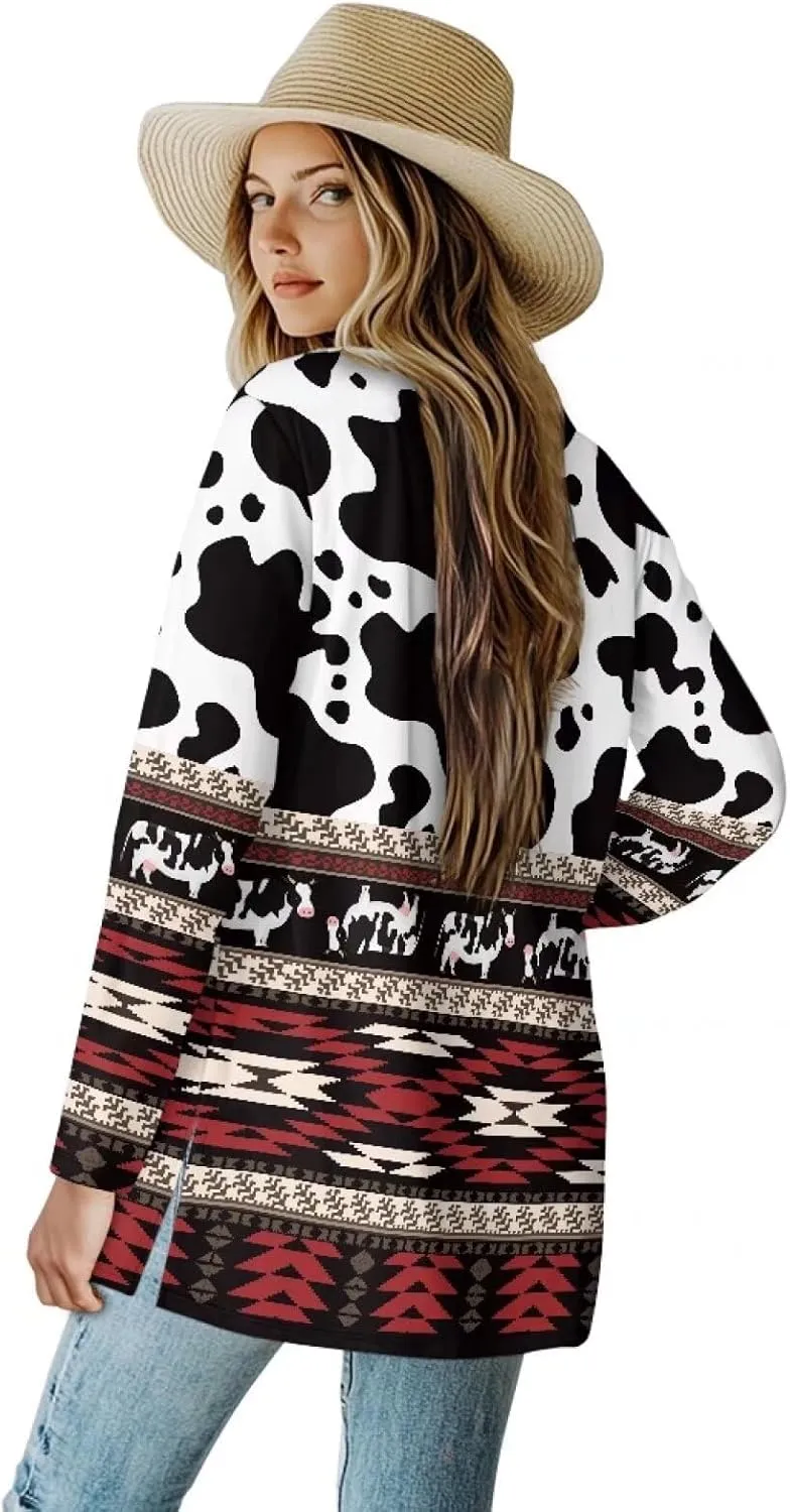 Biyejit Women's Long Sleeve Open Front Cardigan Casual Loose Lightweight Cardigans with Pockets Drape Cardigan