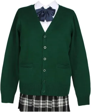 Blostirno Women's Cardigan Sweater V Neck Button Down Knit JK School Uniform Cardigans Girls Long Sleeve Coat with Pockets