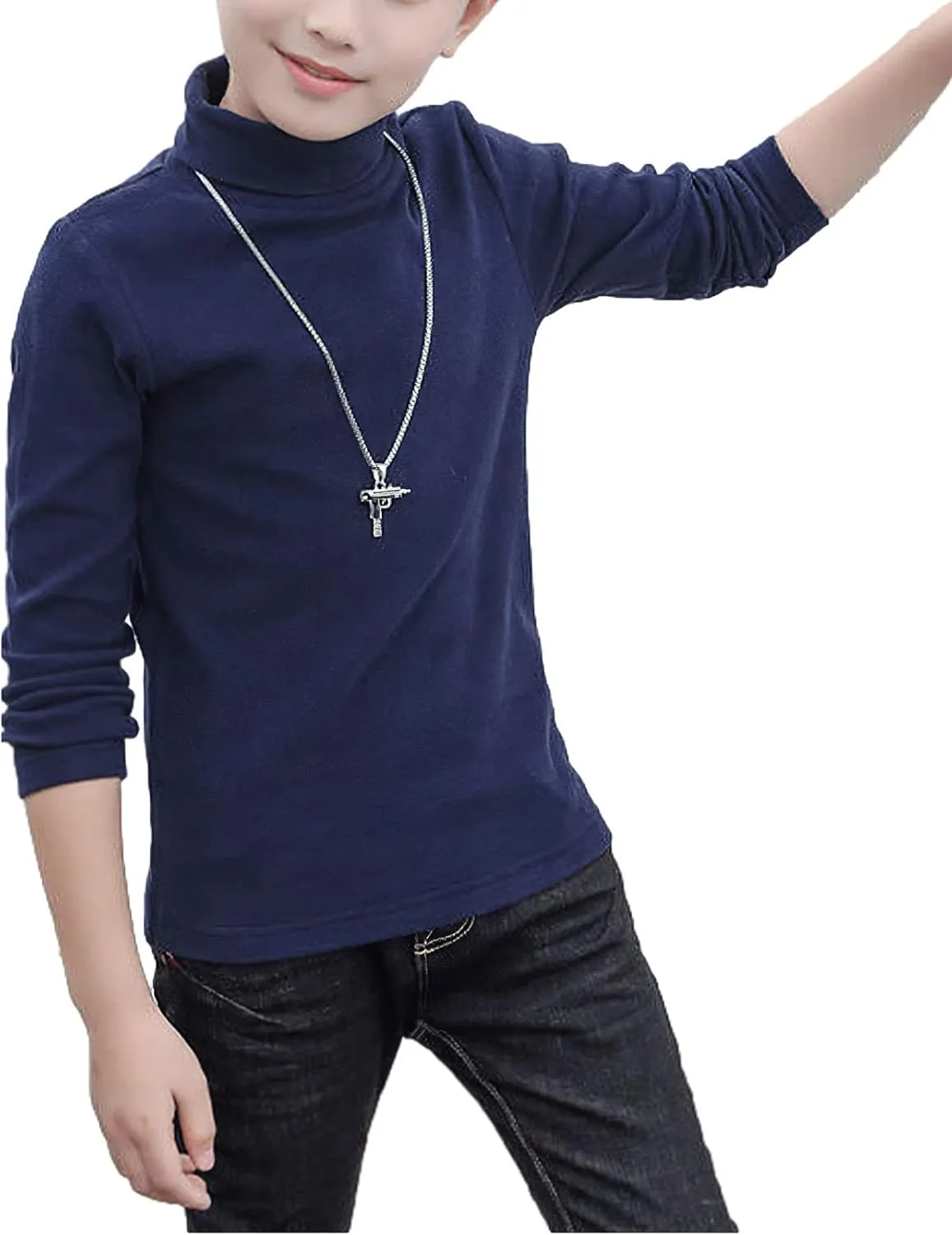 Boys Girls Base Layer Thermal Shirt Turtleneck Long Sleeve Elastic Casual Undershirts 3pcs Set