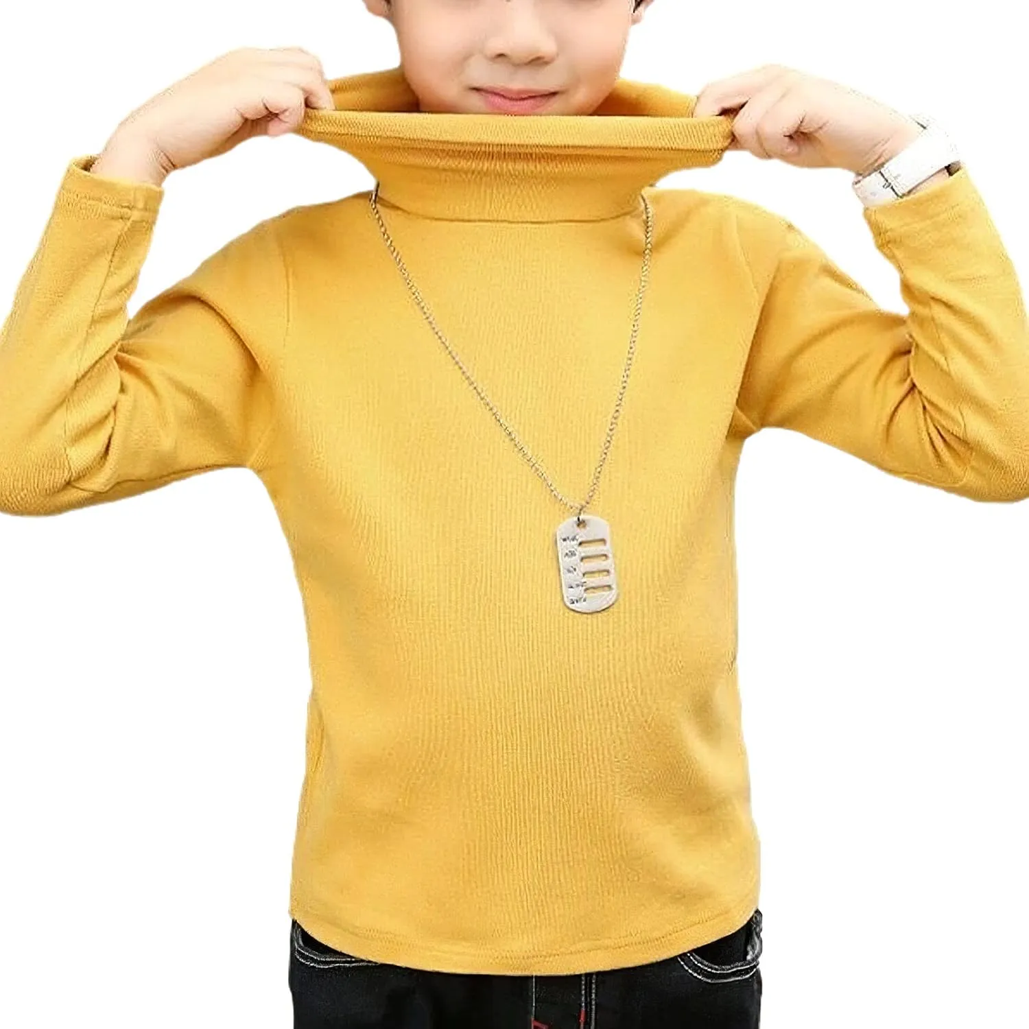 Boys Girls Base Layer Thermal Shirt Turtleneck Long Sleeve Elastic Casual Undershirts 3pcs Set