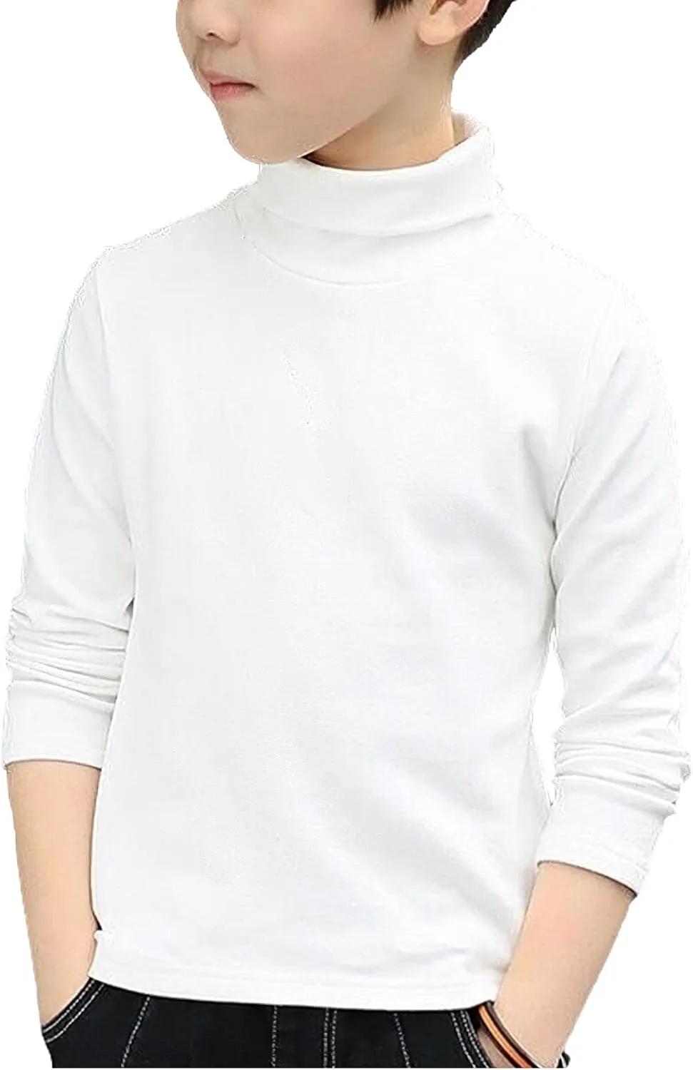 Boys Girls Base Layer Thermal Shirt Turtleneck Long Sleeve Elastic Casual Undershirts 3pcs Set