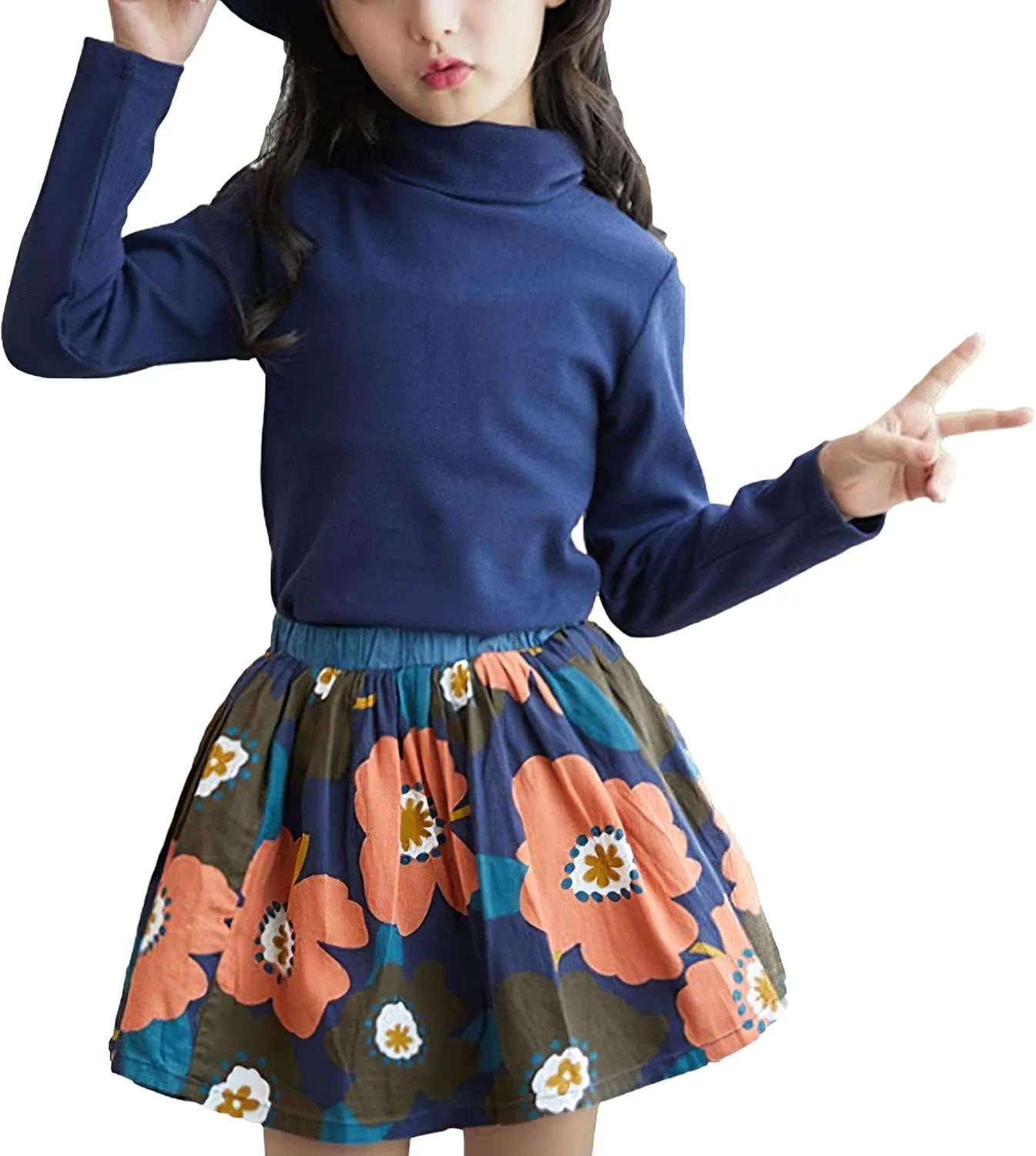 Boys Girls Base Layer Thermal Shirt Turtleneck Long Sleeve Elastic Casual Undershirts 3pcs Set