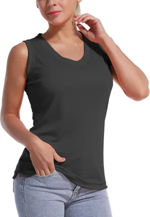 BUBBLELIME Women's Short/Sleeveless Sleeve UPF 50  V Neck Athletic T-Shirt Tank Tops Workout Quick Dry Tops