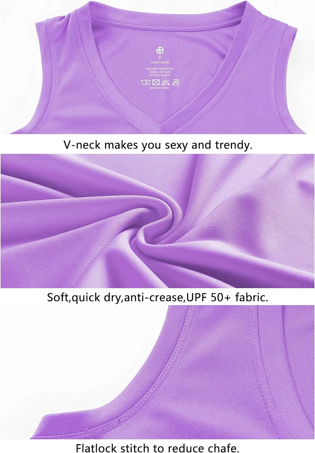 BUBBLELIME Women's Short/Sleeveless Sleeve UPF 50  V Neck Athletic T-Shirt Tank Tops Workout Quick Dry Tops