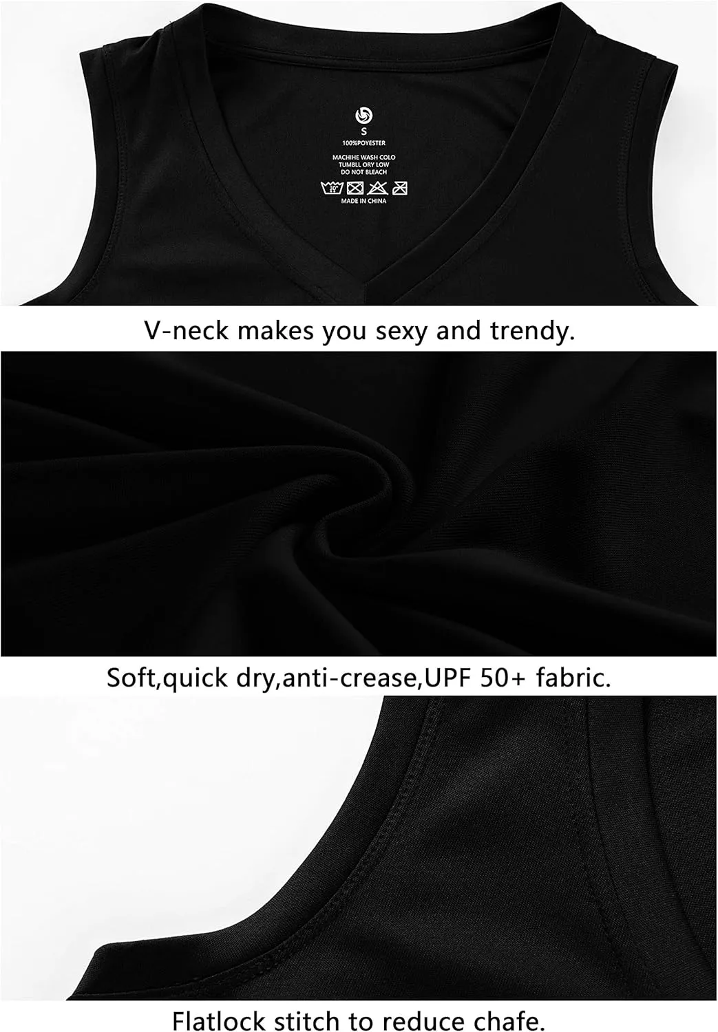BUBBLELIME Women's Short/Sleeveless Sleeve UPF 50  V Neck Athletic T-Shirt Tank Tops Workout Quick Dry Tops