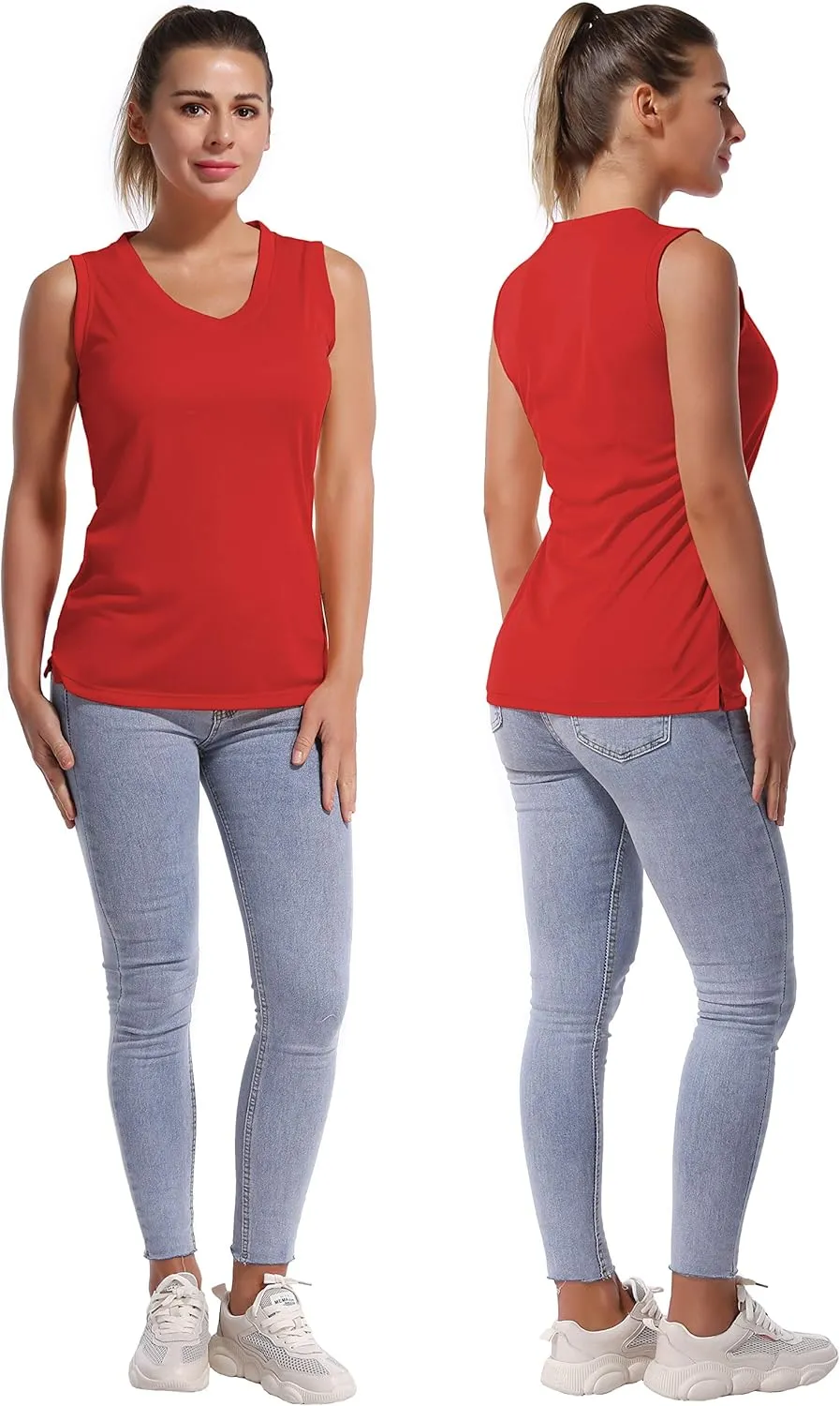 BUBBLELIME Women's Short/Sleeveless Sleeve UPF 50  V Neck Athletic T-Shirt Tank Tops Workout Quick Dry Tops