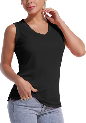BUBBLELIME Women's Short/Sleeveless Sleeve UPF 50  V Neck Athletic T-Shirt Tank Tops Workout Quick Dry Tops