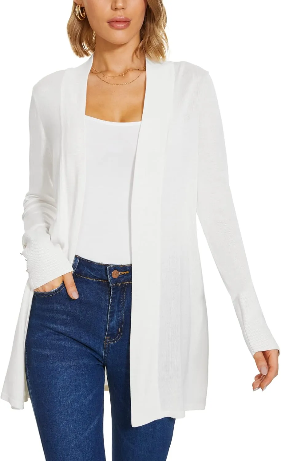 Cardigan for Women Dressy Casual Long Sleeve Open Front Knit Cardigan Sweaters