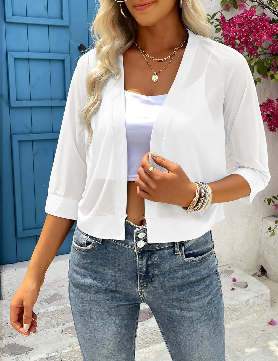 CPOKRTWSO Women's Cardigan Summer Lightweight Casual Short Sleeve Sheer Cardigans for Women Open Front Cover Ups(S-XL)