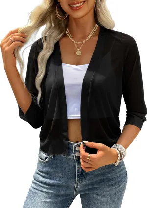 CPOKRTWSO Women's Cardigan Summer Lightweight Casual Short Sleeve Sheer Cardigans for Women Open Front Cover Ups(S-XL)