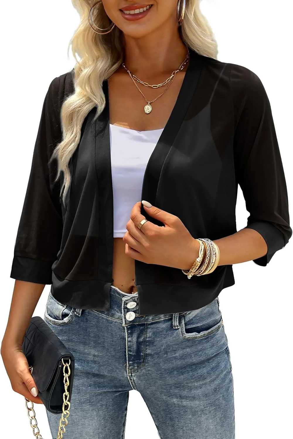 CPOKRTWSO Women's Cardigan Summer Lightweight Casual Short Sleeve Sheer Cardigans for Women Open Front Cover Ups(S-XL)