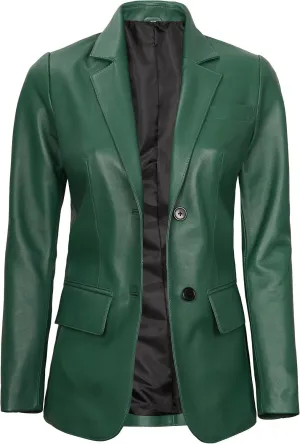 Decrum Leather Blazer Women - Real Lambskin Casual Womens Leather Jackets