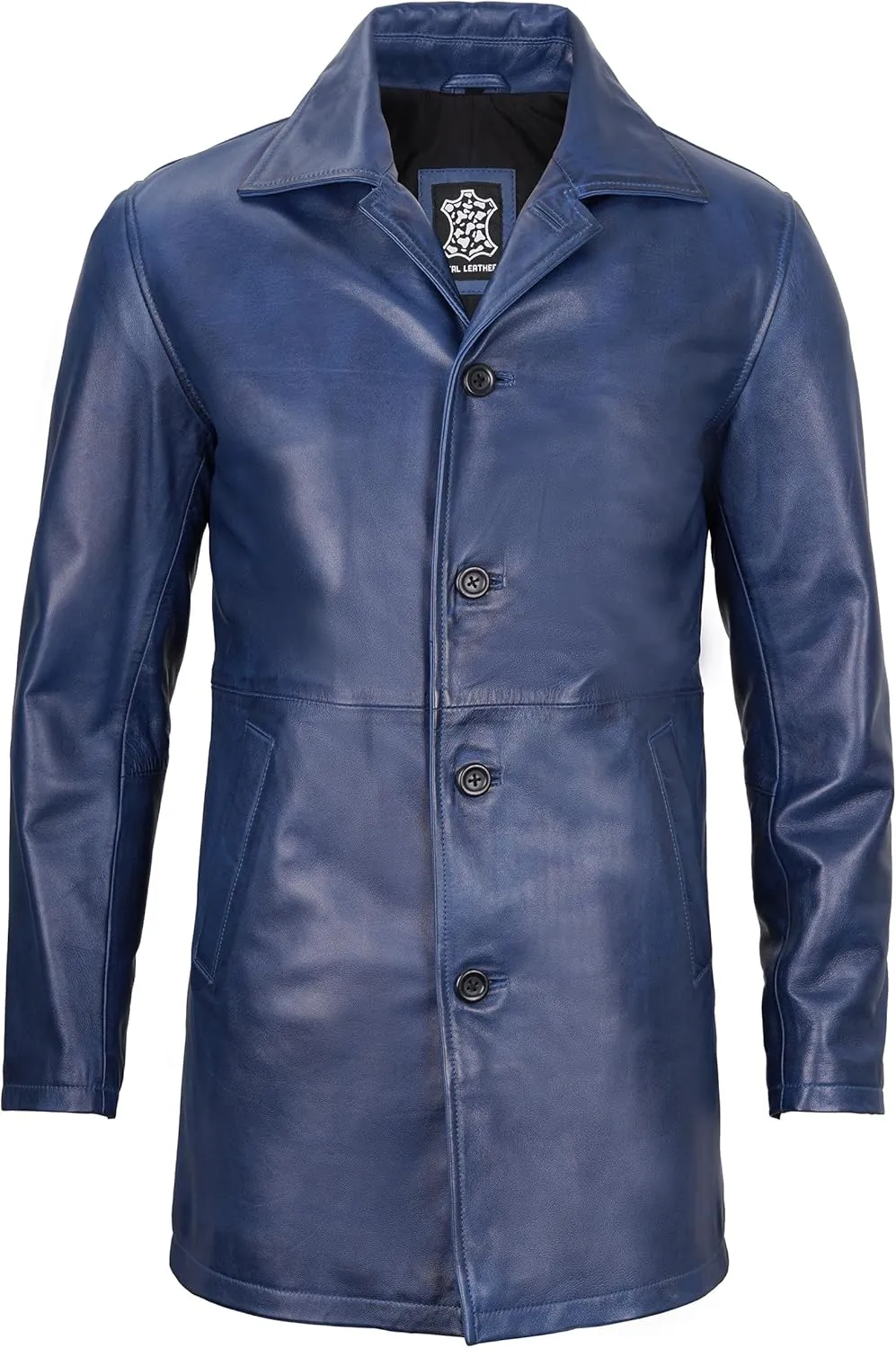 Decrum Leather Coat Men - Carcoat Style Winter Classic Long Real Leather Jackets For Men