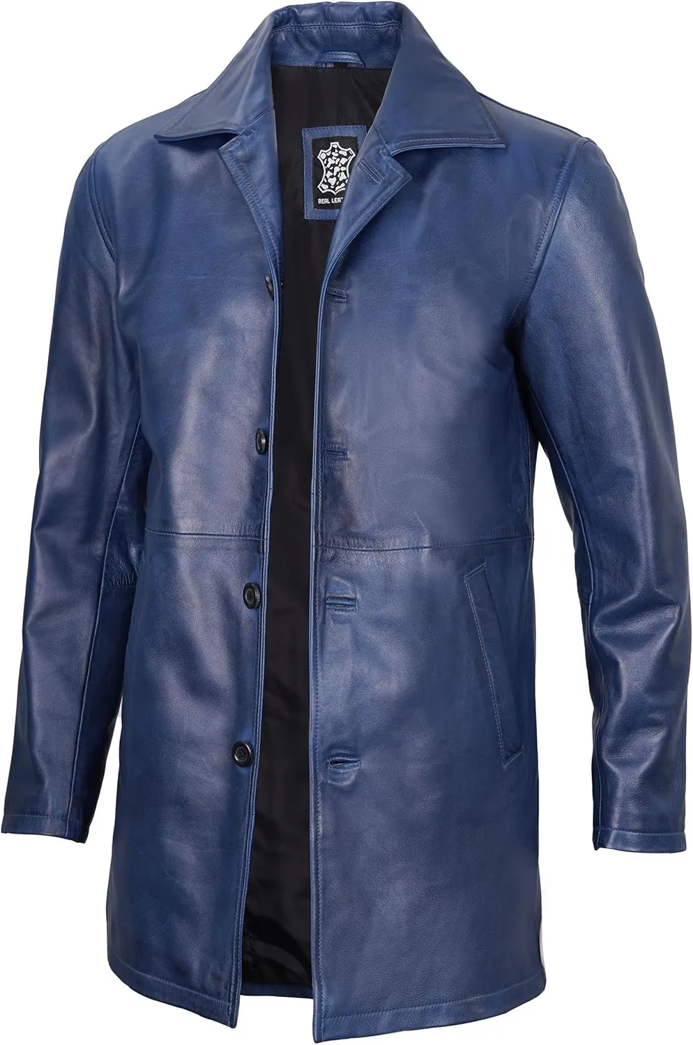 Decrum Leather Coat Men - Carcoat Style Winter Classic Long Real Leather Jackets For Men