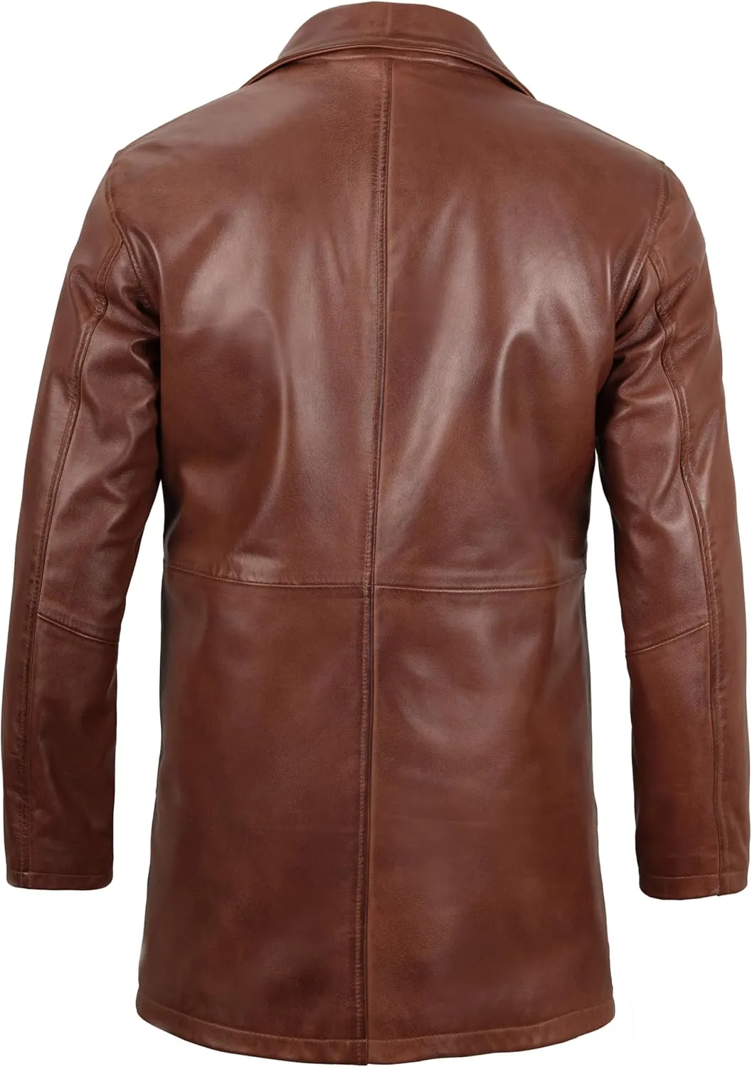 Decrum Leather Coat Men - Carcoat Style Winter Classic Long Real Leather Jackets For Men