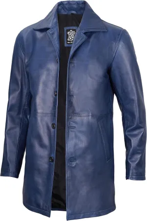 Decrum Leather Coat Men - Carcoat Style Winter Classic Long Real Leather Jackets For Men