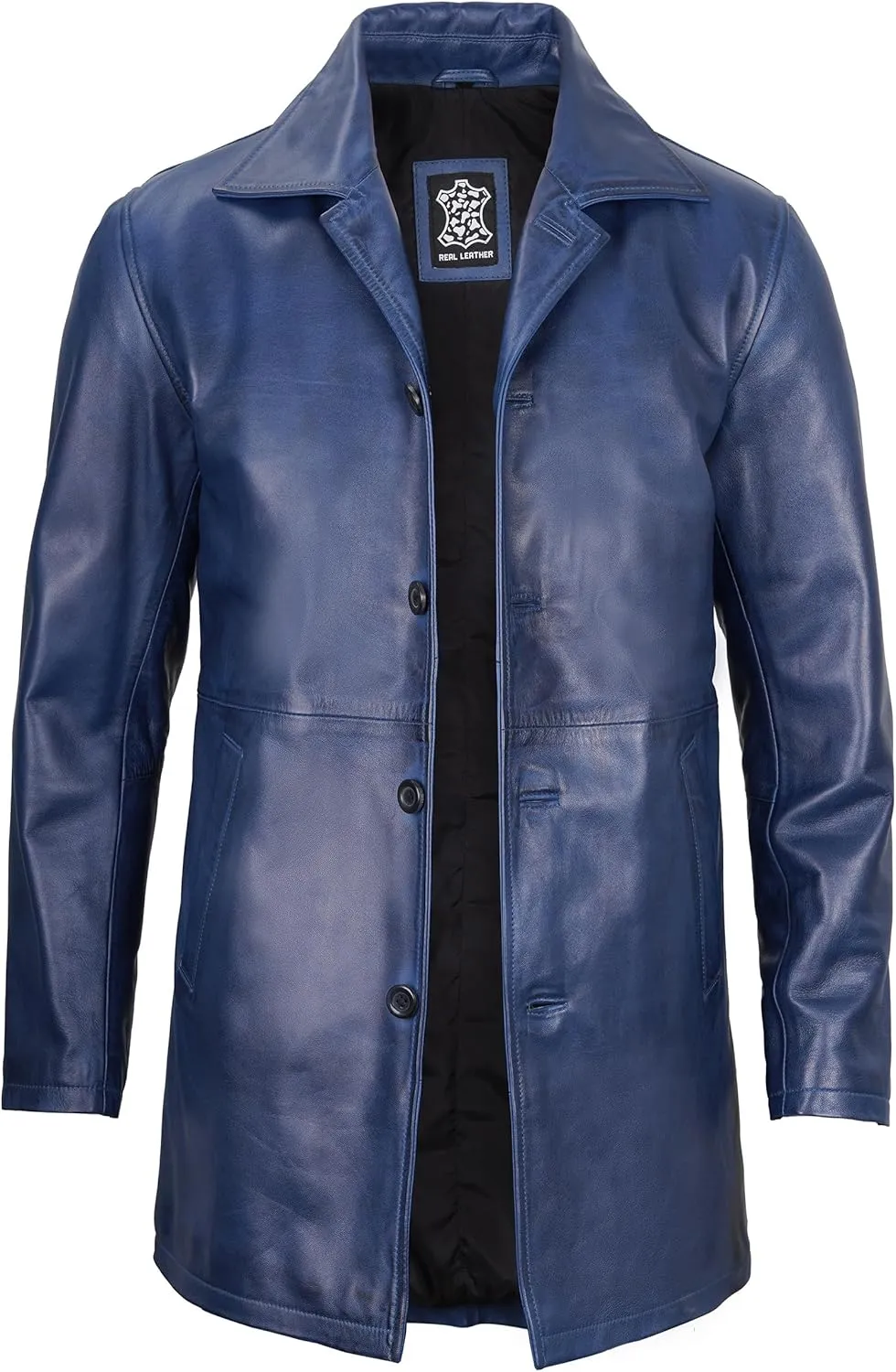Decrum Leather Coat Men - Carcoat Style Winter Classic Long Real Leather Jackets For Men