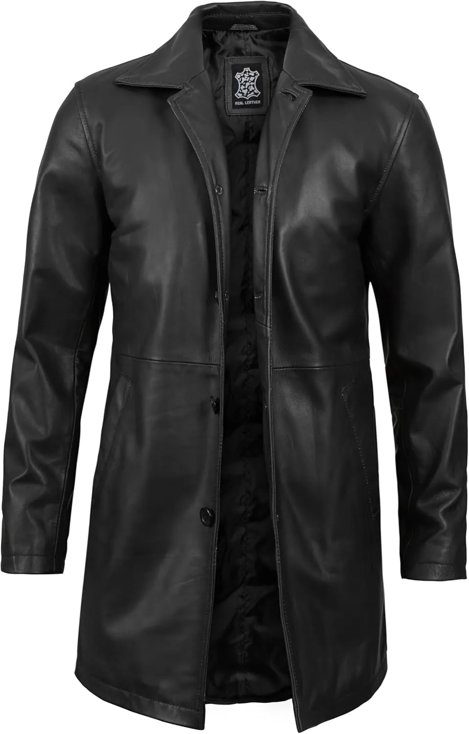 Decrum Leather Coat Men - Carcoat Style Winter Classic Long Real Leather Jackets For Men