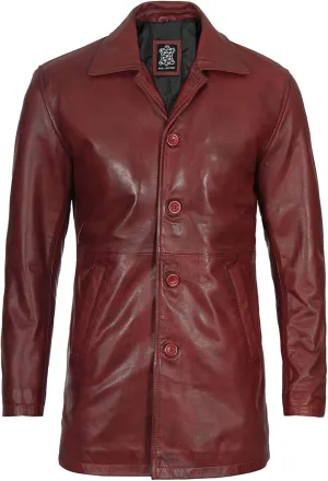 Decrum Leather Coat Men - Carcoat Style Winter Classic Long Real Leather Jackets For Men