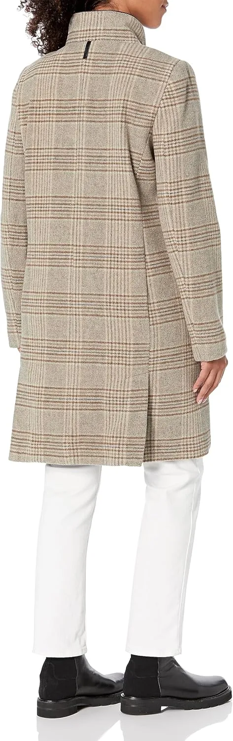 DKNY Women's Elegant Stand Collar Outwear Wool Jacket