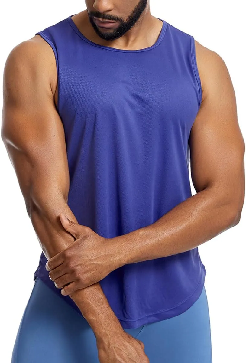 Elastic Workout Gym Muscle Shirts Athletic Fitness Sweat Quick-Dry Tank Tops for Men T75
