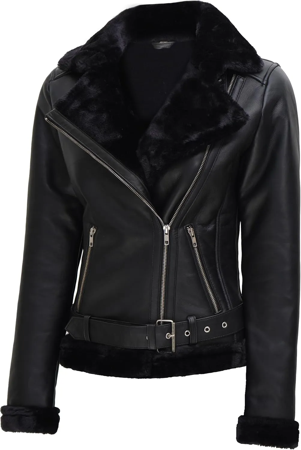 fjackets Leather Sherpa Jacket Women - Real Leather Winter Jackets For Women | [1309327] Agns, 3XL