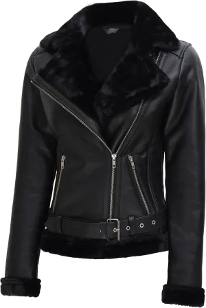 fjackets Leather Sherpa Jacket Women - Real Leather Winter Jackets For Women | [1309327] Agns, 3XL