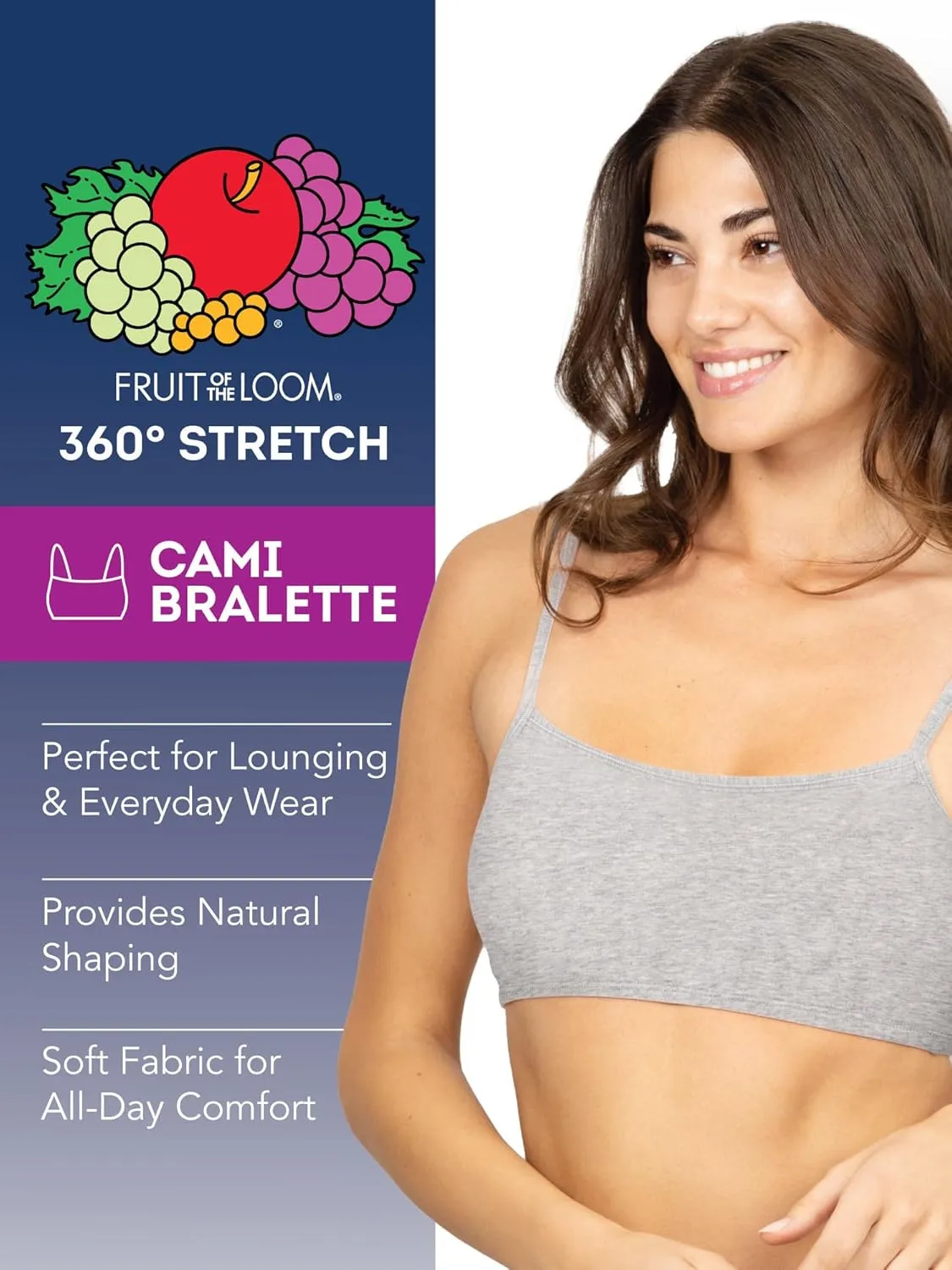 Fruit of the Loom Women's Spaghetti Strap Cotton Sports Bra - All-Day Comfort & Easy Movement - Value Packs
