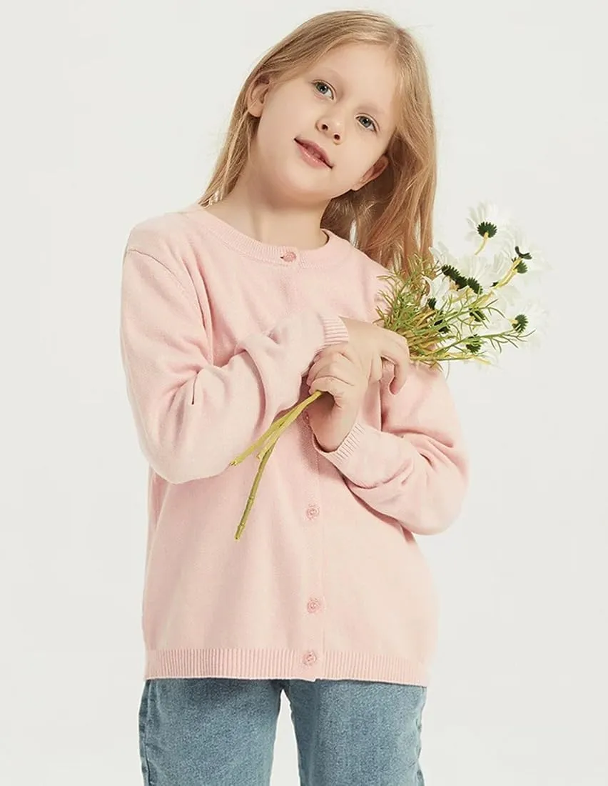 Girls Cardigan Sweater School Uniforms Toddler Long Sleeve Button Knit Solid Sweaters Tops