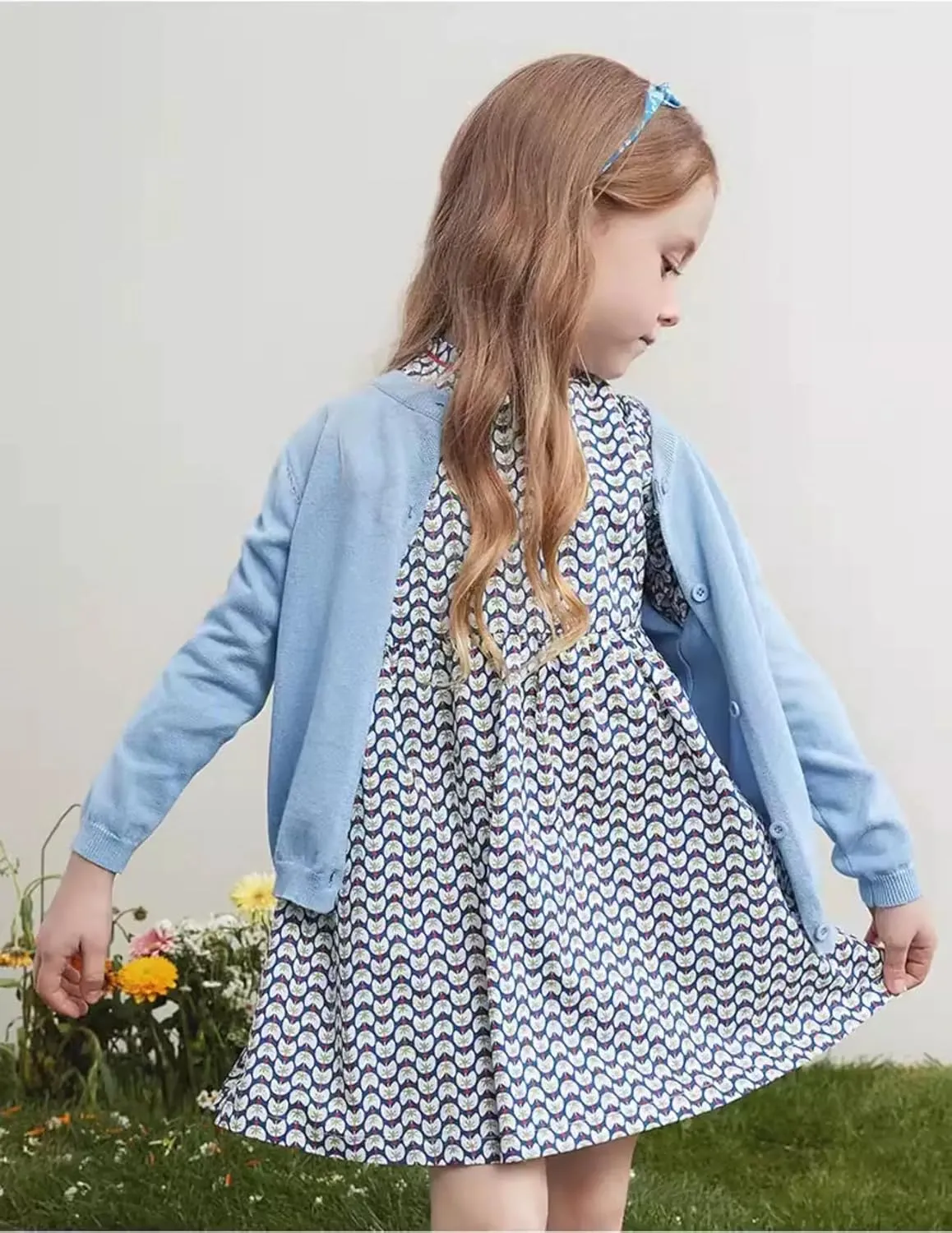 Girls Cardigan Sweater School Uniforms Toddler Long Sleeve Button Knit Solid Sweaters Tops