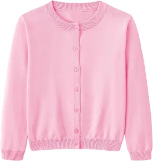 Girls Cardigan Sweater School Uniforms Toddler Long Sleeve Button Knit Solid Sweaters Tops